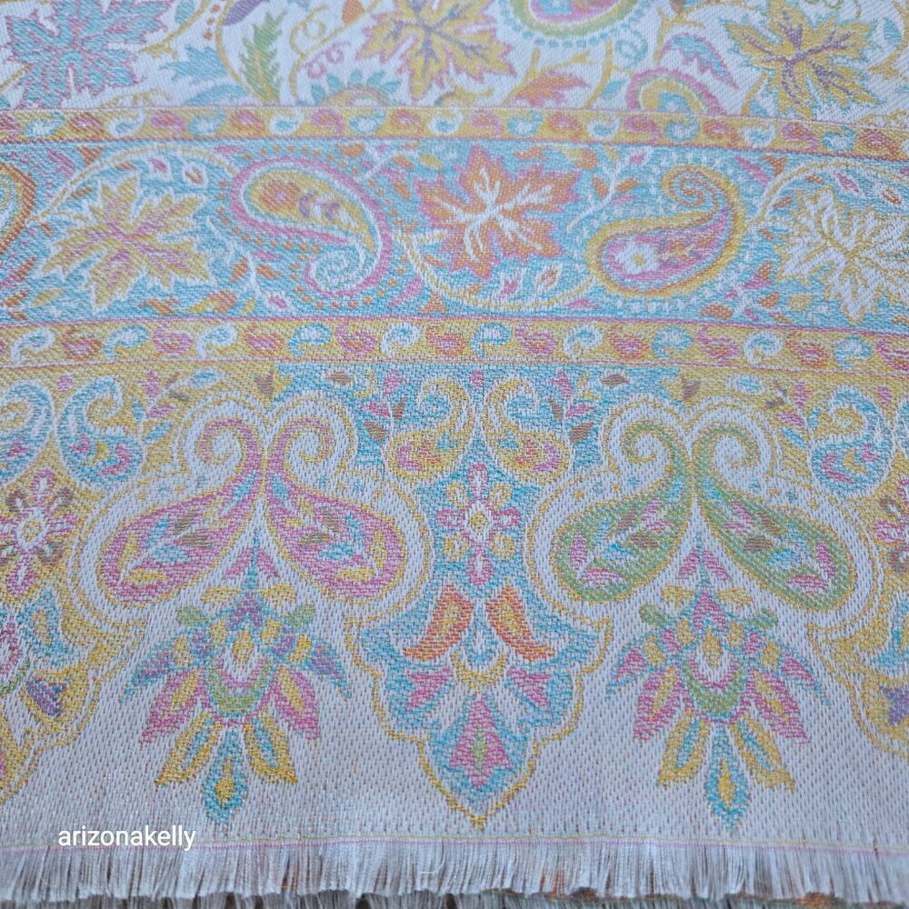 NWT Silk Modal Scarf Stole Wrap Pastel Paisley Leaves - Picture 12 of 16